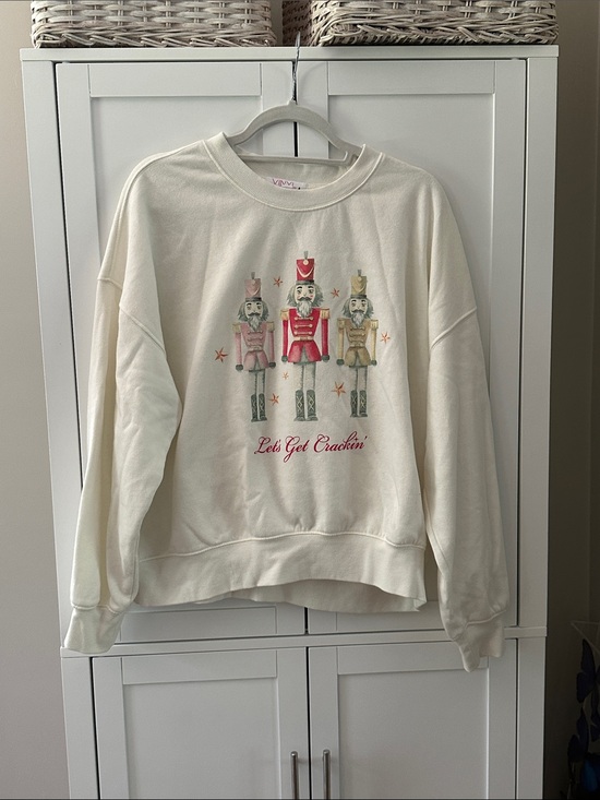 Tops - Cream Holiday Nutcracker Sweatshirt - "Let's Get Crackin'"